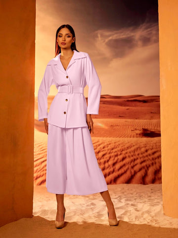 Loose belted shirt with wide leg trouser Loose belted shirt with wide leg trouser