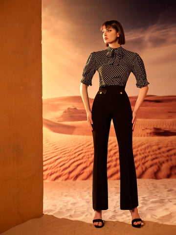 High neck blouse with High-Waisted Trouser High neck blouse with High-Waisted Trouser