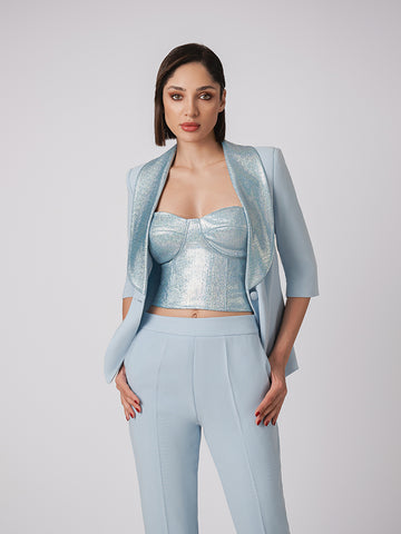 3 piece glitter trim suit 3 piece glitter trim suit