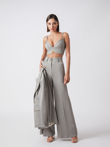3 piece pant, crop and blazer set 3 piece pant, crop and blazer set