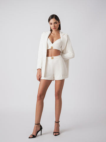 3 piece short, crop and blazer set 3 piece short, crop and blazer set