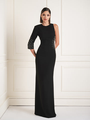 Asymmetrical cutout waist dress with crystals Asymmetrical cutout waist dress with crystals