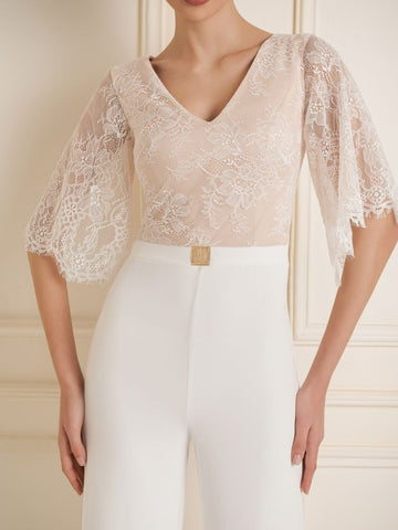 Flair Sleeve Lace Jumpsuit Flair Sleeve Lace Jumpsuit