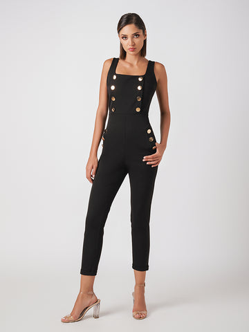 Gold button detail jumpsuit with pockets Gold button detail jumpsuit with pockets
