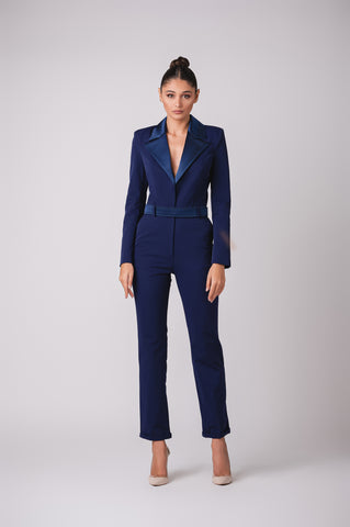 Deep plunge long sleeve tailored jumpsuit Deep plunge long sleeve tailored jumpsuit
