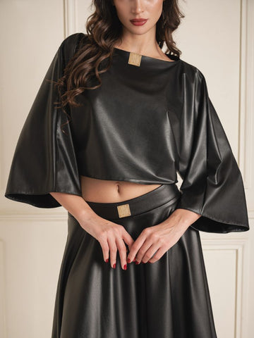 Midi Leather Flaired Skirt Midi Leather Flaired Skirt