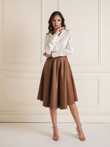 Midi Leather Flaired Skirt Midi Leather Flaired Skirt