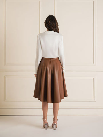 Midi Leather Flaired Skirt Midi Leather Flaired Skirt