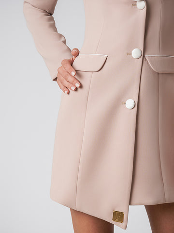 Faux pocket blazer dress with contrast trim Faux pocket blazer dress with contrast trim