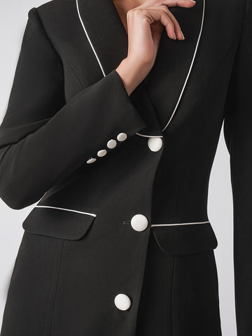 Faux pocket blazer dress with contrast trim Faux pocket blazer dress with contrast trim