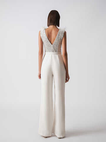 Feather shoulder glitter jumpsuit Feather shoulder glitter jumpsuit