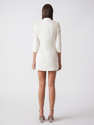 Satin collar and diamante shoulder detail blazer dress Satin collar and diamante shoulder detail blazer dress