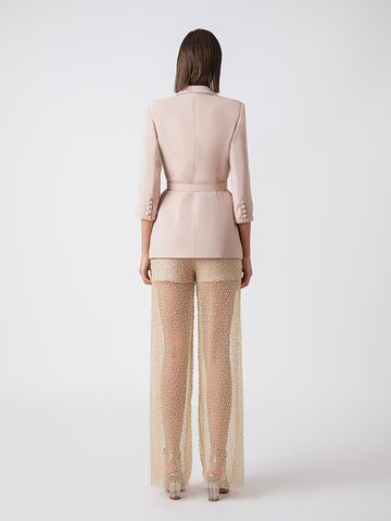 Sheer embellished pants with blazer Sheer embellished pants with blazer