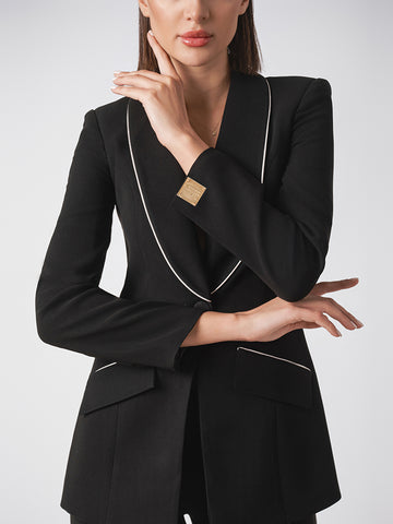 Suit set with contrast trim Suit set with contrast trim