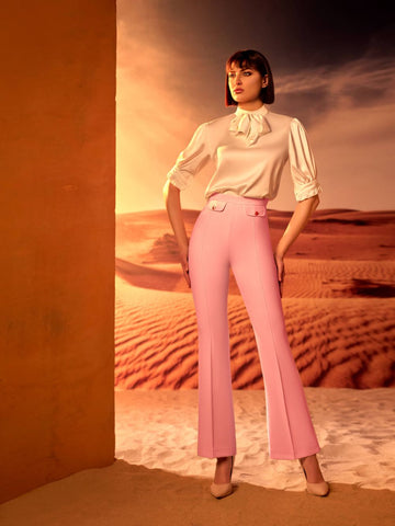 High neck blouse with High-Waisted Trouser