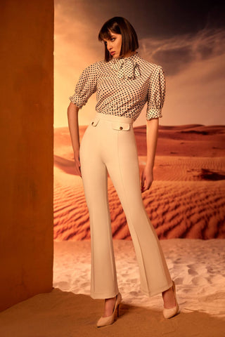 High neck blouse with High-Waisted Trouser