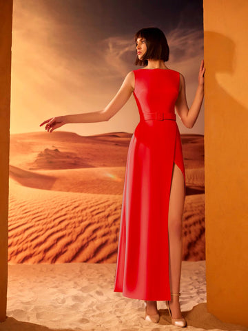 Red carpet backless dress