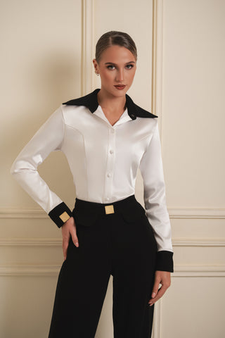 Contrast Collar Blouse