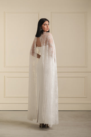 Sheer Lace Cape Gown