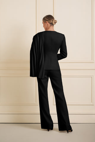 Draped Shoulder Suit Set