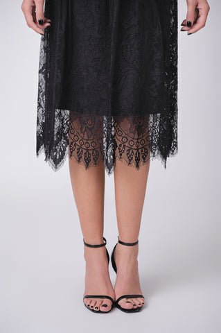 High Waisted Midi Lace Skirt