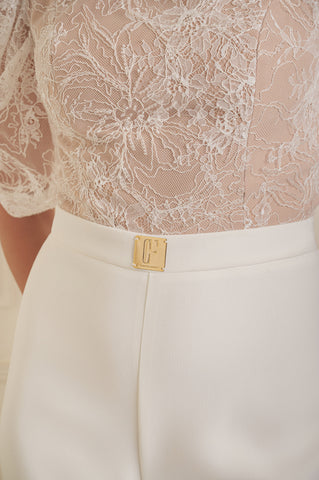 Sheer Lace Puff Sleeve Jumpsuit