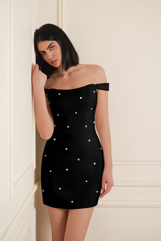 Embellished Off-Shoulder Mini Dress