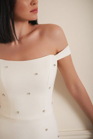 Embellished Off-Shoulder Mini Dress