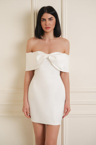 Structured Off-Shoulder Bow Dress