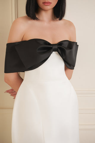 Structured Off-Shoulder Bow Dress