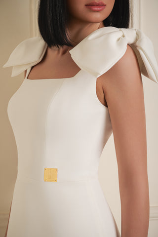 Structured Bow-Detail Mini Dress