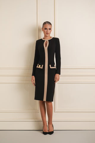 Contrast Trim Midi Dress