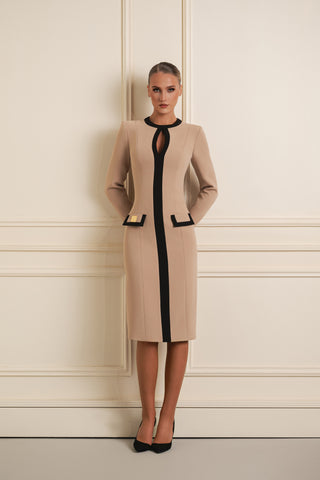 Contrast Trim Midi Dress