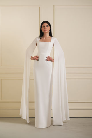 Cape Sleeve Evening Gown