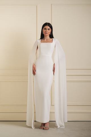 Cape Sleeve Evening Gown