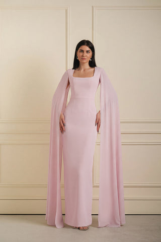 Cape Sleeve Evening Gown