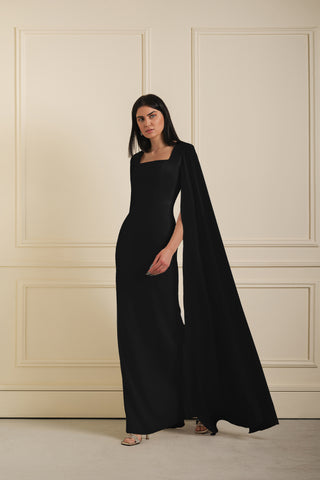 Cape Sleeve Evening Gown