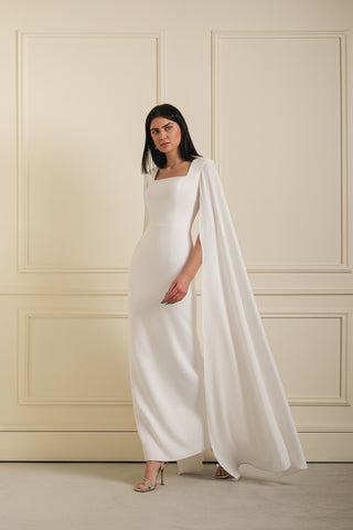 Cape Sleeve Evening Gown