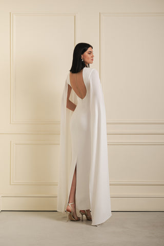 Cape Sleeve Evening Gown