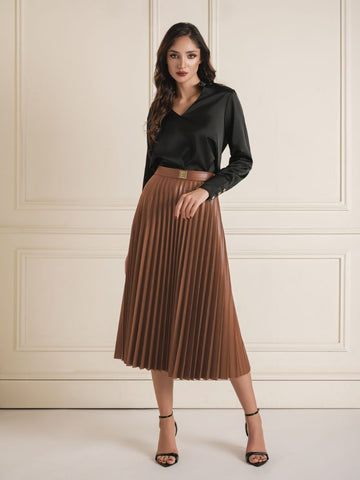 Pleated Midi Skirt