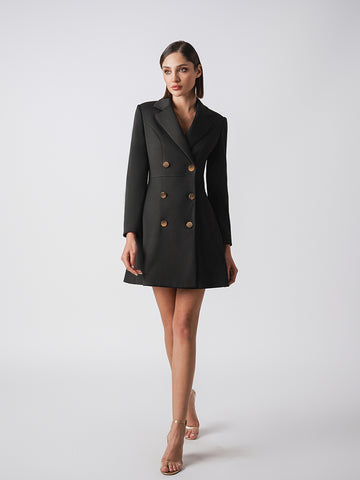 Gold button detail blazer dress