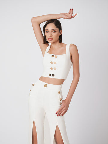 Two piece gold button detail set